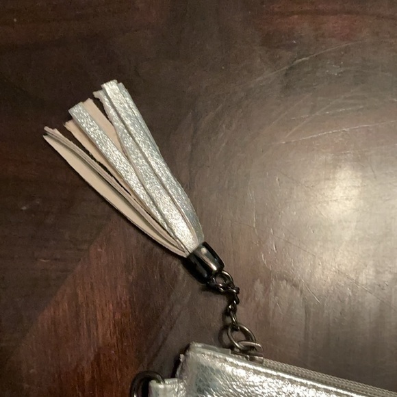 Silver Textured Clutch with Tassel Accent - Picture 3 of 4